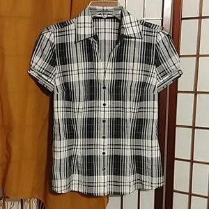 Express short sleeve plaid button down